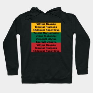 Lithuania Flag Colors with Cities Hoodie